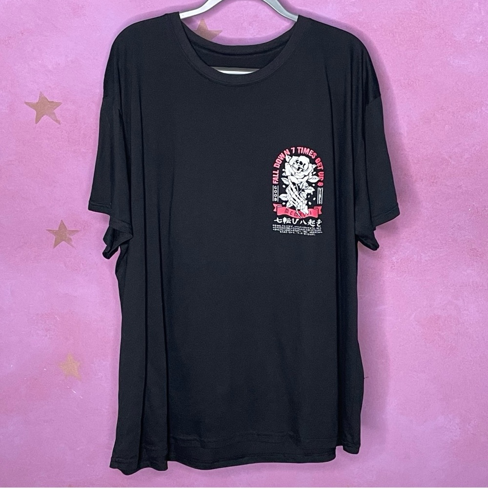 2 Monkeys Brand Mens T Shirt Graphic Sz 2XL Black Fall Down 7 Get Up 8 Skull